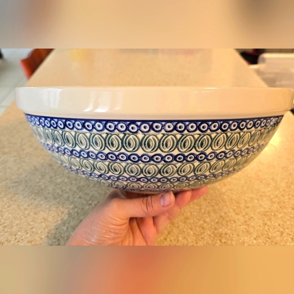 EUC Polish Pottery Round Oversized Serving Bowl - Picture 5 of 5